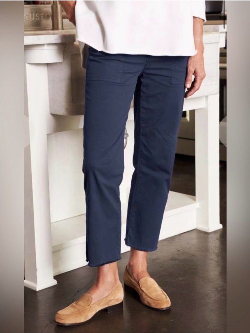 Frank & Eileen Blackrock Utility Pants Navy Blue Women’s 12 Crop & Frayed